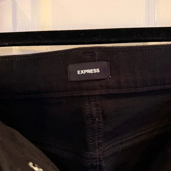 Express Black Skinny Jeans Denim Size 12s / 12 Short Mid Rise - Picture 7 of 8